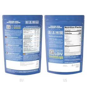 Poudre de bleuets sauvages biologiques LOOV - 91 g, Bon pour les smoothies & le petit déjeuner, lyophilisés, d’Europe du Nord