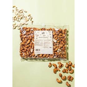 KoRo - Noix de cajou grillées enrobées de caramel salé 1 kg - Tendres noix de cajou entières - Saveur délicate de caramel sal