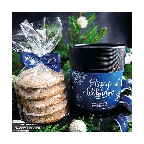 Hallingers Lot de 5 pains dépices Elisen faits à la main dans une élégante boîte en papier 400 g – Blanc émaillé boîte à 