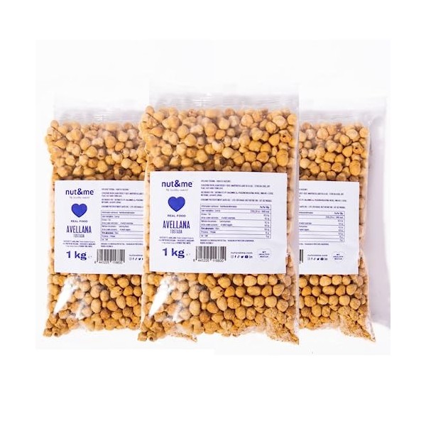 Noisettes entières décortiquées grillées 1 kg nut&me | Sans sel | Keto | Sans gluten, sans additifs | Sans OGM | 100% naturel