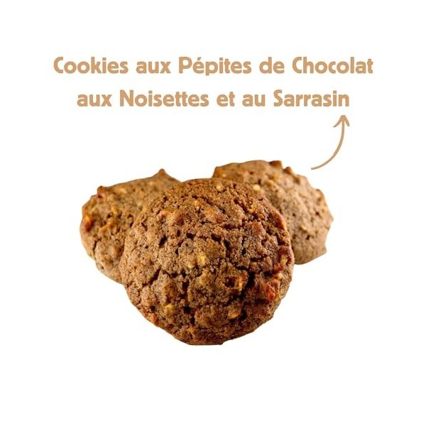 YOUKER - Lot 6 Paquets 180g Cookies Chocolat/Noisettes BIO, Farine de Sarrasin - Gourmandise Bretonne Sans Gluten*, Fabriqués