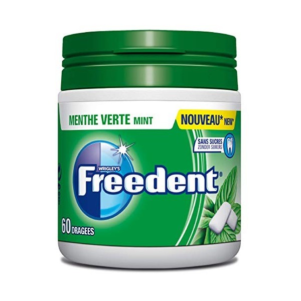 FREEDENT - Menthe Verte - Boîte de 60 dragées de Chewing-Gum sans sucres Lot de 4 