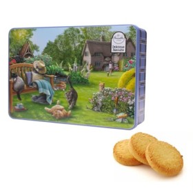Aliments de ronce | Métal Biscuit Boîte Chats Jardin Décoré | Biscuits Assortis - 300 Gr | Biscuits au beurre anglais