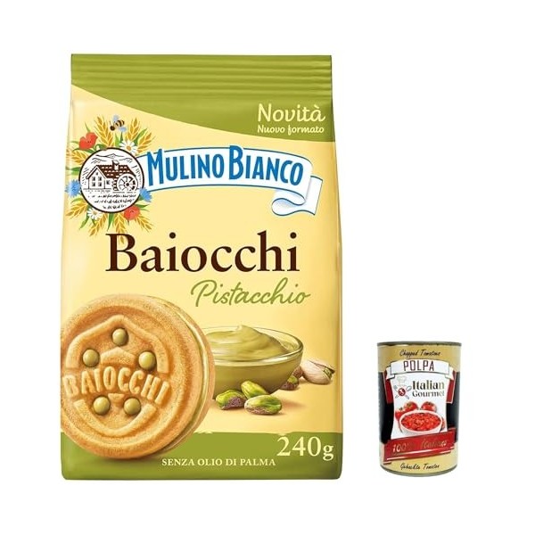 Italian Gourmet E.R. Mulino Bianco Baiocchi Pistacchio Lot 6 biscuits à la pistache et pâte brisée,idéal le petit déjeuner ou