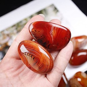 FEECOZ 30-50G Madagascar Sucre Aigre Naturel Agate Cristal Tumbling Pierre Sardonyx Spécimen Polissage Belle Lustre Naturel