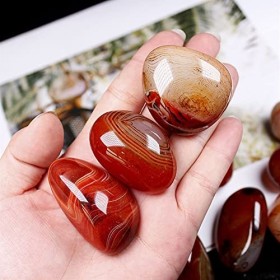 FEECOZ 30-50G Madagascar Sucre Aigre Naturel Agate Cristal Tumbling Pierre Sardonyx Spécimen Polissage Belle Lustre Naturel