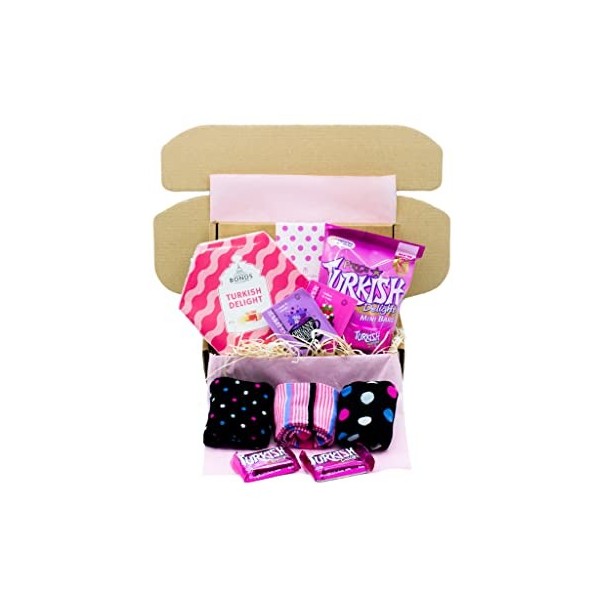Inside the Box Gifts Coffret cadeau de chocolat turc avec 3 paires de chaussettes de luxe en bambou pour femme coffret cadea