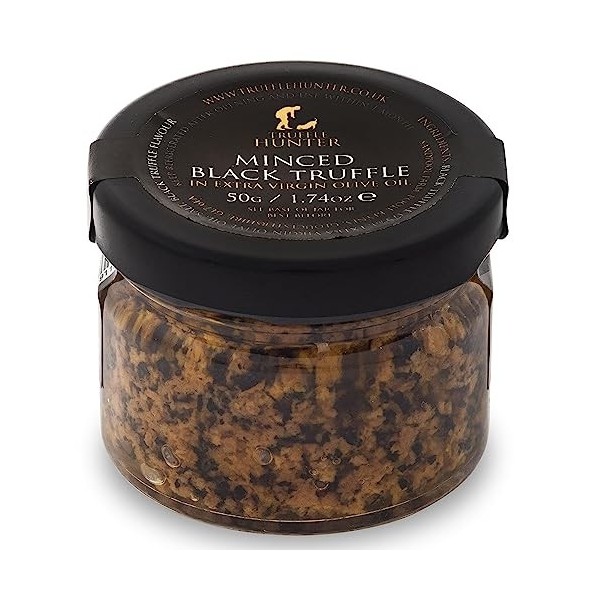 TruffleHunter, Truffe noire hachée 80g - Conservée dans lhuile dolive - Garnir Assaisonnement Gourmet Food - Vegan, Casher,