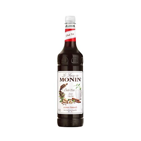 MONIN Sirop de thé Chai Premium 1 L pour chai et cocktails Végétalien, sans allergènes, arômes et colorants 100 % naturels