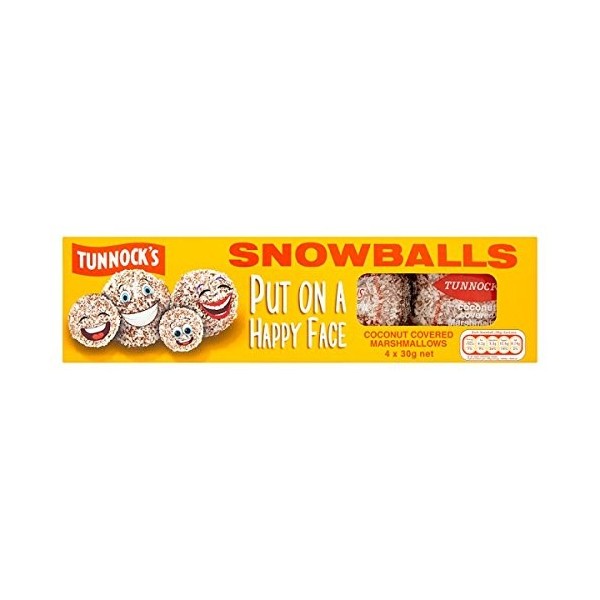 Snowballs Coconut Tunnock Couvert guimauves 4 x 30g 120g pack de 12 x 4 