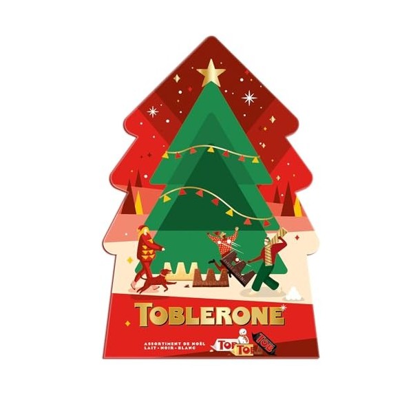Toblerone – Assortiment de Mini Barres en Chocolat – Chocolats de Noël – 1 Boîte Métal 368 g