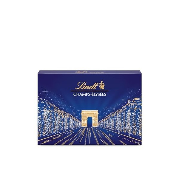 Lindt - Boîte CHAMPS-ÉLYSÉES Édition Triomphe - Assortiment de Chocolats au Lait, Noirs et Blancs - Idéal pour Noël, 460 g