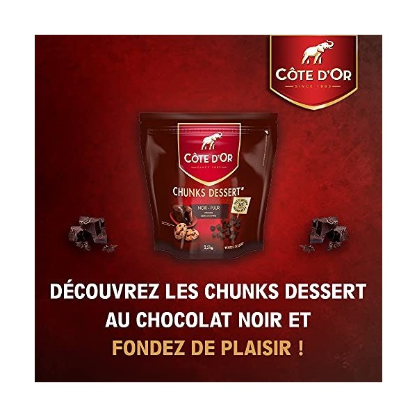 Côte dOr - Chunks Dessert - Pépites de Chocolat Noir - Idéal pour Desserts et Patisseries - Sachet Refermable - 1 Sachet 2,