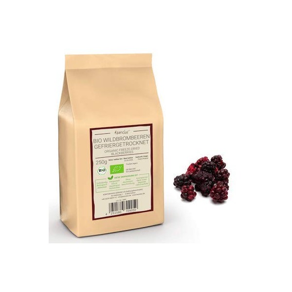 250g de mûres sauvages biologiques lyophilisées - mûres séchées biologiques croquantes et fruitées, sans additifs - dans un e