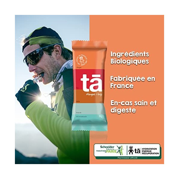TA ENERGY - PACKx12 Barres Energie certifié BIO - Mangue/Goji - 150Kcal - Ingrédients Naturels et Digestes - MADE IN France -
