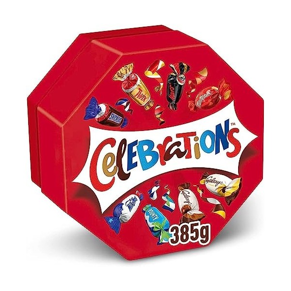 CELEBRATIONS - Boîte Cadeau Octogonale - Assortiment de Chocolats au Lait à Partager - SNICKERS, TWIX, MARS, MALTESERS, BOUNT