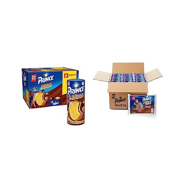 Prince-Biscuits Fourrés Goût Chocolat - Présentoir de 20 paquets de 4 biscuits & Milka Cake and Choc - Gâteau Moelleux Fourré