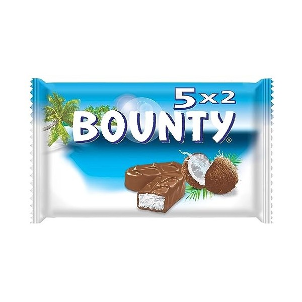 BOUNTY - Barres chocolat et noix de coco - 5 sachets de 2 barres - 5 x 57g - 285g