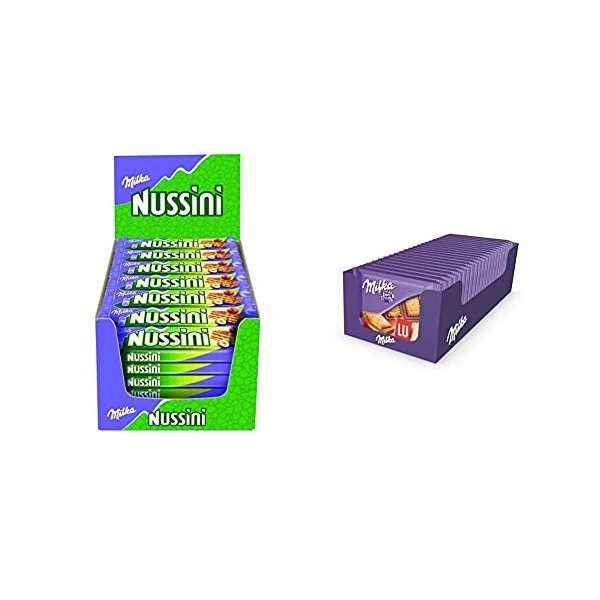 Milka Nussini-Gaufrette au chocolat au lait - Pack de 35 barres 31,5g & Mini tablettes chocolat au lait et au biscuit LU-Pa
