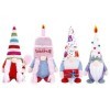 Ranuw Lot de 4 nains danniversaire de ferme nains scandinaves en peluche pour la maison, étagère de cuisine, nains danniver