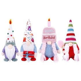 Ranuw Lot de 4 nains danniversaire de ferme nains scandinaves en peluche pour la maison, étagère de cuisine, nains danniver