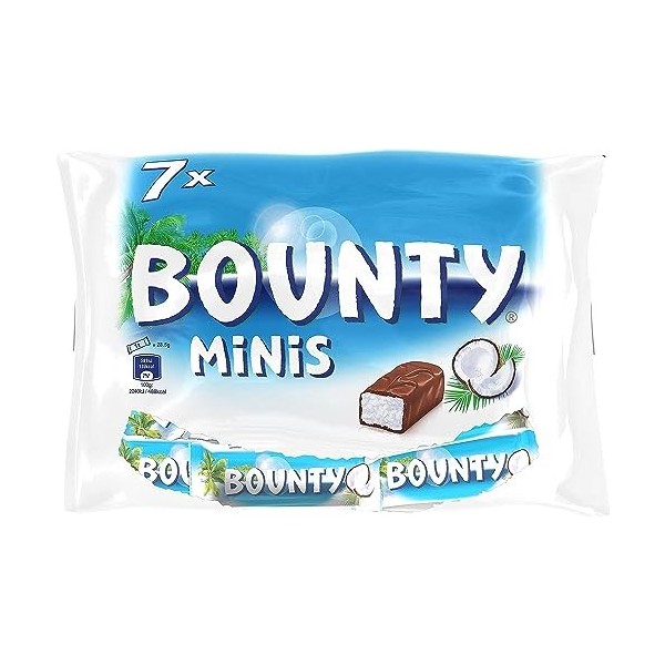 BOUNTY - Barres chocolat et noix de coco - 5 sachets de 2 barres - 5 x 57g - 285g