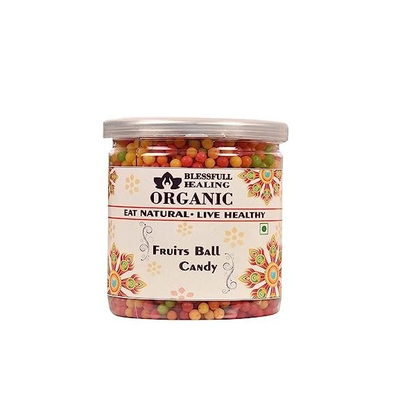 Blessfull Healing Bonbons aux boules de fruits bio 400 g Récipient hermétique emballage peut varier 