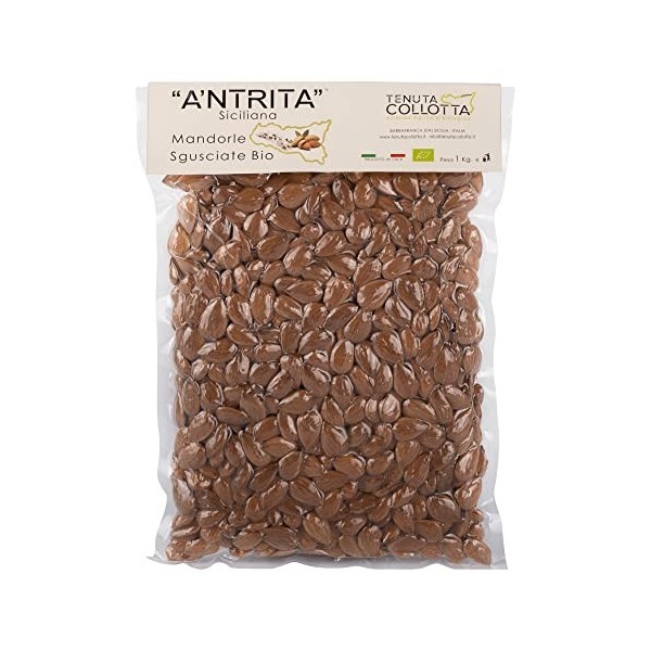 ANtrita® - Amandes Bio Décortiquées 1 Kg - 100% Italiennes - Produit en Sicile