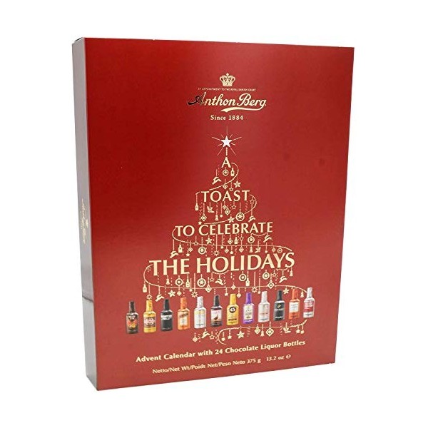Anthon Berg Calendrier de lAvent 24 jours avec chocolat et liqueur, rouge, 372 g