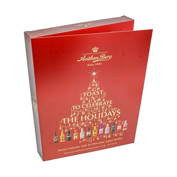 Anthon Berg Calendrier de lAvent 24 jours avec chocolat et liqueur, rouge, 372 g