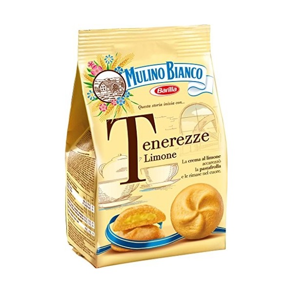 Mulino Bianco Tenerezze Limone Biscuits avec Fourrage au Goût Citron 200 g - Lot de 5