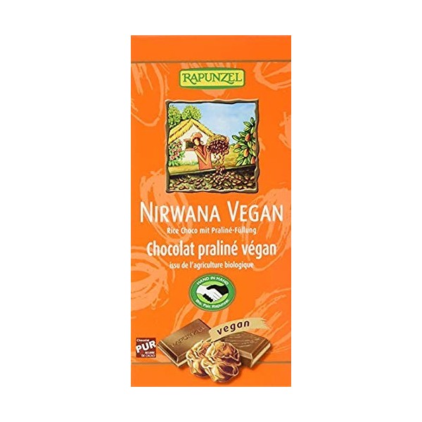 Rapunzel Nirwana vegan chocolat végan sans lactose avec de la crème de noisettes 1200g 12x100g 