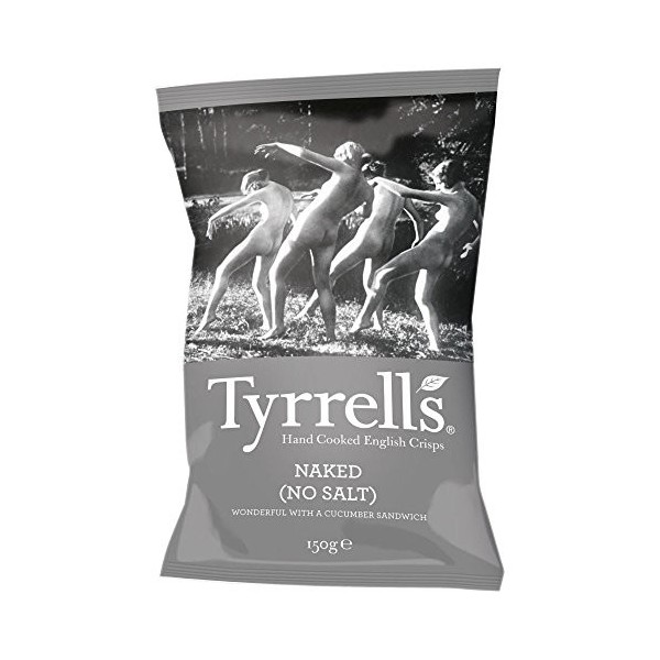 Tyrrells main cuit Anglais chips - Nu sans sel 150g - Paquet de 6