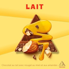 Toblerone - Barre au Chocolat au Lait Suisse, Miel, Nougat et Amandes - Format Familial - Présentoir de 24 barres 50 g 
