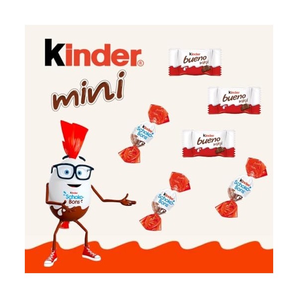 4 personnages de Noël garnis de 20 chocolats KINDER schokobons et mini bueno
