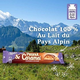 Milka Peanut & Caramel - Barre au Chocolat au Lait et Éclats de Cacahuètes au Caramel - Présentoir de 36 barres 37 g 