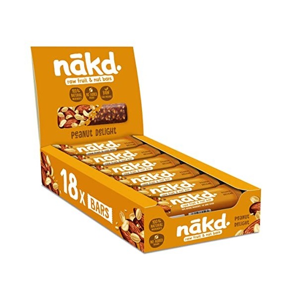 Nakd Raw Fruit and Nut Bars Pack of 18 Peanut Delight 