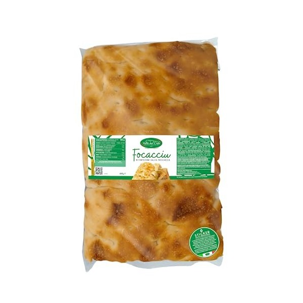 Valle del Crati 6 Fougasse italienne | Duveteux et savoureux avec lemballage Save Freshness | Focaccia précuite rectangulair