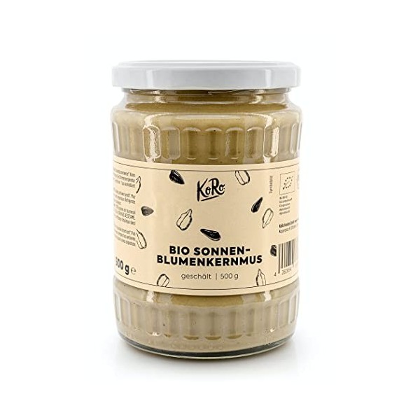 KoRo - Purée de tournesol Bio - 6 x 500 g - 100% graines de tournesol - riche en acides gras insaturés - goût léger de noiset
