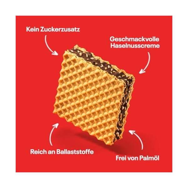 NEOH Low Carb Keto Gaufre Noisette Chocolat - 1 g Zucchero / 95 kcal - Sans sucre ajouté - 21 g Confezione da 24 - Hazelnut