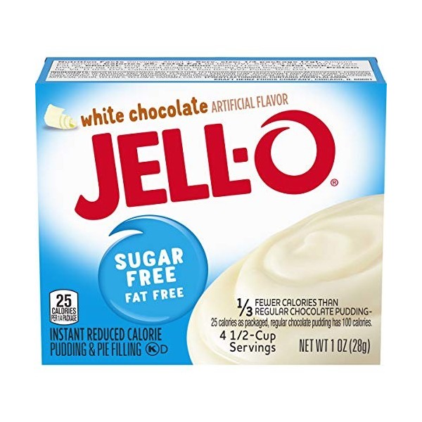 Jell-O Sugar-Free Instant Pudding and Pie Filling, White Chocolate, 1-Ounce Boxes Pack of 6 by JELL-O
