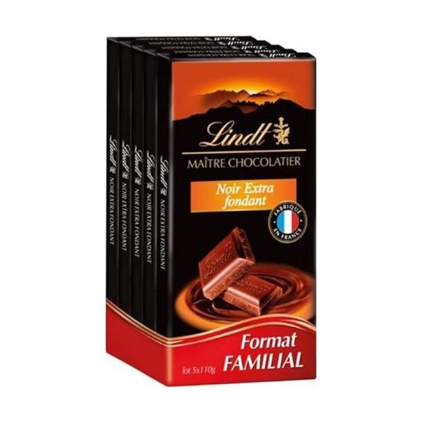 Lindt Chocolat noir extra fondant - Les 5 tablettes de 110g