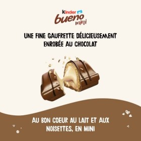 Kinder Bueno Mini - Fines Gaufrettes enrobées de Chocolat au Lait fourrées Lait et Noisettes - Goûter Fondant et Croustillant