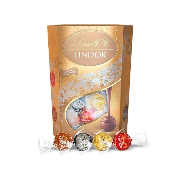 Lindt - Boîte CHAMPS-ELYSEES - Assortiment de Chocolats au Lait, Noirs et Blanc, 182g