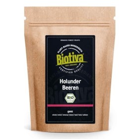 Baies de sureau bio 1000g - séchées - Sambucus - sans agent de remplissage - embouteillées et certifiées en Allemagne - Bioti