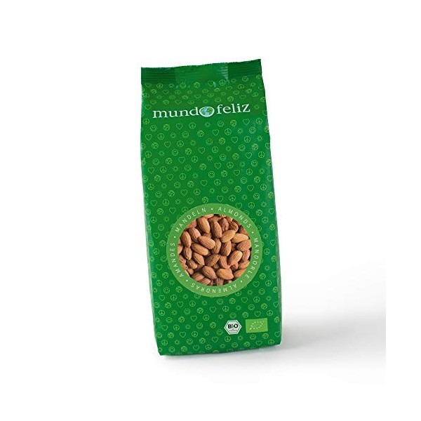 Mundo Feliz - Lot de 2&nbsp;sachets damandes bio entières, 2&nbsp;x&nbsp;500&nbsp;g & Lot de 2&nbsp;sachets de noix de cajou bio entières, 2&nbsp;x&nbsp;500&nbsp;g