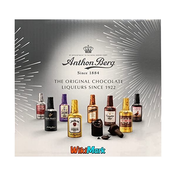 WikiMark x Anthon Berg - Bouteilles de chocolat remplies de liqueurs originales. 64 bouteilles - 1 Kg.