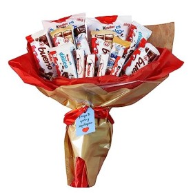Onza Cadeau original de chocolat Kinder Bueno. Bouquet bonbon sucré rempli dun assortiment de chocolats Kinder. Idéal pour u