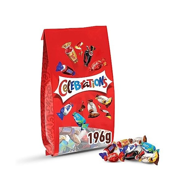 CELEBRATIONS - Assortiment de Chocolats au Lait à Partager - SNICKERS, TWIX, MARS, MALTESERS, BOUNTY et autres - Format Ballo