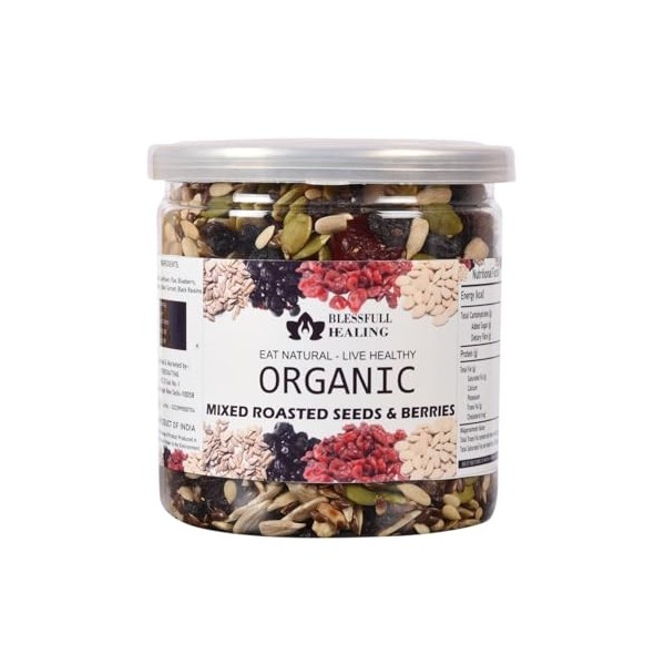 Blessfull Healing Organice Mélange de graines et de baies rôties 907 g Récipient hermétique lemballage peut varier 